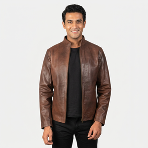 Leather Jacket for <b>Men</b> - Vintage Look with Modern Comfort Features - Leather Jackets for <b>Men</b> - Product Image 1
