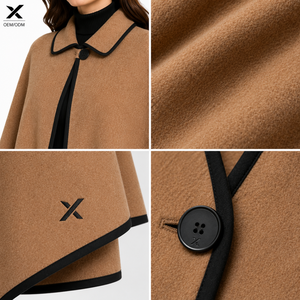 Manteau poncho en laine pour femme X Custom |   Fabricant et fournisseur pakistanais de vêtements d'hiver longs à capuche, teints unis, mode OEM ODM - Product Image 4