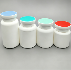 ขวดพลาสติกสีขาว ฝาเกลียว ภาชนะบรรจุทรงกลม - Product Image 3