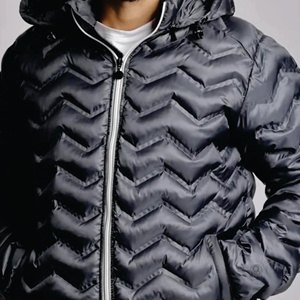 Lightweight Men's Waterproof Breathable V-neck Puffer Jacket <b>Covered</b> <b>Button</b> Closure Black Winter Streetwear Casual Outerwear - Product Image 6