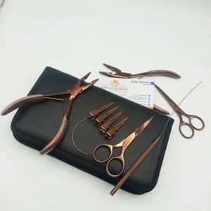 Pince à cheveux à 2 trous, couleur or rose, micro-anneaux, ciseaux pour extensions de cheveux en acier inoxydable avec aiguilles et pinces - Product Image 2