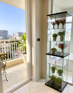 Vitrina Moderna Negra MG-G392 de Seis Niveles con Vidrio Templado para Salas de Estar, Bares, Hoteles (Muebles para el Hogar) - Product Image 1