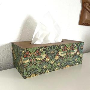 Caja de pañuelos de madera estampada con forro de terciopelo, caja de pañuelos de madera estampada de primera calidad para almacenamiento de accesorios, caja de pañuelos faciales al por mayor - Product Image 2