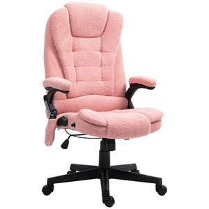Sedia da Ufficio Direzionale Tradizionale con Schienale Alto in Velluto Rosa, Massaggio Vibrante e Altezza Regolabile (PU) - Product Image 1