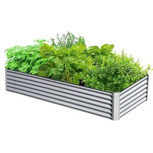 Large 6x3x1.5ft Galvanized Metal <b>Planter</b> Box Outdoor Raised Garden Bed Garden Supply for Growing <b>Vegetables</b> and Fruits - Product Image 1