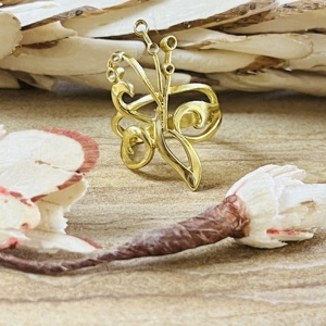 Nuevo Anillo de Mariposa, Anillos Boho de Latón para Mujer, Chapado en Oro de 18k, Joyería de Insectos con Filigrana, Venta al por Mayor/OEM/ODM - Product Image 1