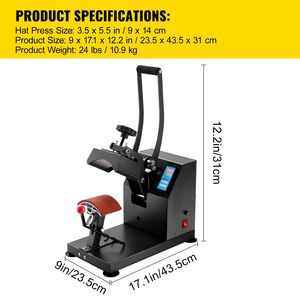 Pressa Termica Digitale Curva 6x3.75 Pollici con Display LCD, Telaio in Acciaio Rigido, Design Antiaderente per Stampa su Cappelli e Tazze - Product Image 2