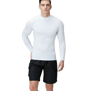 Men's White Long Sleeve <b>Compression</b> <b>Shirt</b> Quick Dry Sport Top Full Sleeve Polyester Fit - Product Image 2