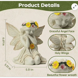 Décoration de jardin avant-jardin : Statue d'ange solaire - Product Image 3
