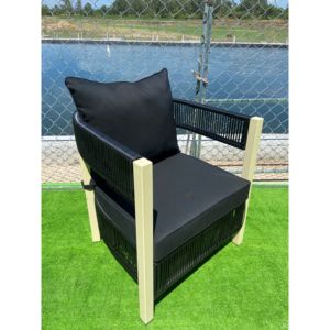 Juego moderno de jardín al aire libre de 5 piezas, mesa de centro redonda con cojines, juego de conversación tejido con cuerda - Product Image 4