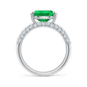 14K Solid Gold Off-Centered Pear Emerald Engagement <b>Ring</b> with Diamond Accents Handmade <b>Customized</b> Fine Jewelry Wedding - Product Image 2