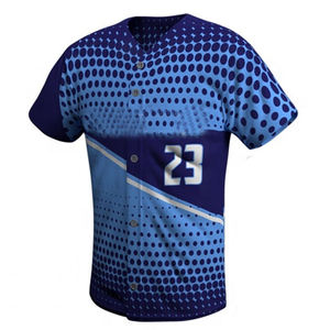 Ensemble de maillots de baseball pour hommes, manches courtes, impression sublimée, 100% polyester, évacuation de l'humidité, antibactérien, protection UV, bleu et blanc - Product Image 2