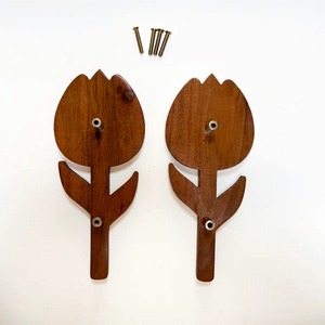 Nuevas tiradores de cajón de madera de acacia multicolor con diseño decorativo para niños, tiradores de cómoda con forma de tulipán, tiradores de muebles para habitación infantil, diseño moderno. - Product Image 2
