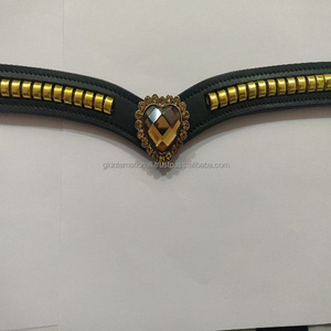Banda de ceja de caballo de cuero de alta calidad, diseño de canal vacío con cubierta y cristales decorativos, diamantes de imitación, banda de CEJA ostentosa - Product Image 4