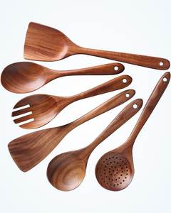 <b>Antique</b> Design Wooden Salad Utensils Set Spoons Forks Spatulas Eco Friendly Dishwasher <b>Safe</b> Natural Wood Kitchen Tools - Product Image 4