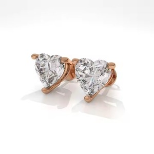 Women's <b>Hoop</b> <b>Earrings</b> in 10k Yellow, Rose, White Gold Moissanite Heart Cut Diamond Trendy Jewelry IGI Certified <b>Silver</b> Plated - Product Image 4