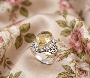 925 Sterling Silver <b>Citrine</b> Statement <b>Ring</b> Vintage Victorian Filigree Cocktail <b>Ring</b> November Birthstone Jewelry Gift for Women - Product Image 4