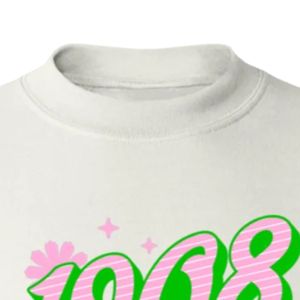 Sweat-shirt à col rond Alpha Graphic blanc 1908, manches longues, poignets côtelés, décontracté, en molleton pour femme, mode streetwear - Product Image 4