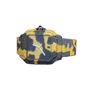 Montre de plongée classique de luxe à quartz moissanite diamant style hip hop glacé cadran en verre personnalisé édition limitée en acier inoxydable - Product Image 1