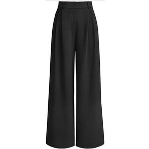 Pantalones de Vestir de Pierna Ancha para Mujer, a la Moda, de Cintura Alta, Transpirables, para Trabajo, OEM ODM - Product Image 3