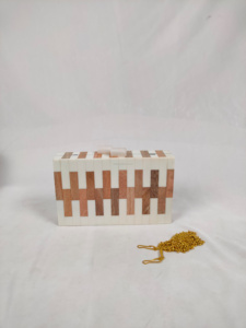 Pochette de soirée en résine de style vintage en bois de luxe artisanal de créateur Sac portefeuille Boîte à motif Sac à main Cadeau Type de sacs à main - Product Image 4