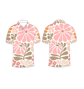เสื้อโปโลผู้ชายสีชมพูเบจพิมพ์ลายดอกไม้แขนสั้นลำลองแฟชั่นฤดูร้อน - Product Image 3