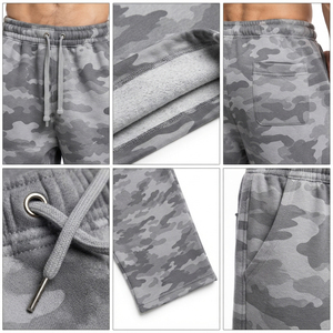 Pantalon de survêtement ample pour homme imprimé camouflage, en molleton épais automne-hiver, avec poches latérales en tissu éponge français - Product Image 6