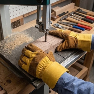 Gants de travail en cuir de vachette pleine fleur robustes, résistants à l'abrasion, pour le jardinage et la construction, gants de sécurité industriels durables - Product Image 3