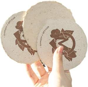 Posavasos Ecológicos Biodegradables Hechos a Mano con Papel Reciclado, Impresión de Logotipo, Tamaños Personalizados, para Cafeterías - Product Image 4