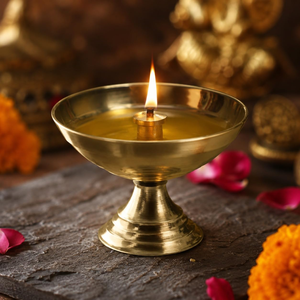 Brass Plain Diya Traditional Small <b>Oil</b> <b>Lamp</b> for Pooja Home Temple Daily Prayer Diwali Decoration Indian Religious Decor - Product Image 3