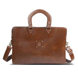 Genuine Leather Brown Large Capacity Laptop <b>Bag</b> Briefcase Crossbody <b>Computer</b> Handheld Business Travel <b>Bag</b> - Product Image 1