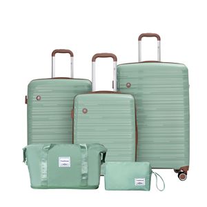 ชุดกระเป๋าเดินทาง5ชิ้นสีเขียวมีล้อเรียบและล็อค TSA สีเขียว - Product Image 1