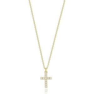 Collana da Donna con Ciondolo a Croce in Zirconia Cubica Placcata Oro/Argento 18K, Semplice Collana a Strati con Croce, Gioiello in Cristallo - Product Image 1