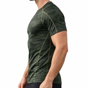 Camiseta de compresión de camuflaje para hombre, manga corta, deportiva, para gimnasio, transpirable, elástica, para fitness, protección contra erupciones cutáneas. - Product Image 2