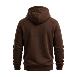 Sweat-shirt à capuche en polaire pour homme, marron uni, coupe décontractée, respirant, avec poche, pour l'hiver - Product Image 2