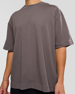 Camiseta de algodón de manga corta con cuello redondo para hombre, estilo casual, de punto teñido liso, con logo serigrafiado, talla grande, color liso - Product Image 1