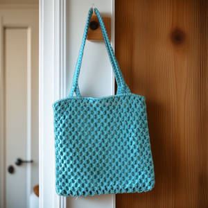 Bolso de macramé hecho a mano de primera calidad con patrón bohemio fabricante indio bolsas de moda de macramé azul cielo - Product Image 1