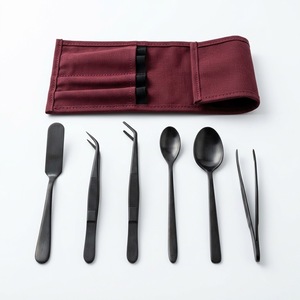 Ensemble de 6 ustensiles de chef en acier inoxydable pour la présentation et la garniture des aliments : cuillère, pince, spatule - Lavage à la main uniquement - Instruments Altomme - Product Image 5