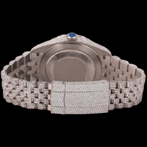 Reloj de Moda con Caja Redonda, Cierre Oculto, Movimiento de Cuarzo, Esfera de Cristal, Diamante Moissanite de Corte Brillante, Estilo Hip Hop Clásico - Product Image 4