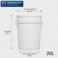 Seau en résine plastique de 20 L avec couvercle distributeur ; Seau industriel hermétique pour l'emballage de produits chimiques liquides