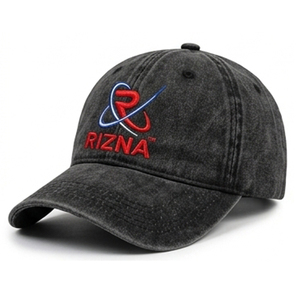 Gorra de Béisbol RIZNA de Mezclilla Twill, 6 Paneles, Ajustable, Unisex, Estilo Casual Vintage, Lavada, con Logotipo Bordado en 3D en el Panel Frontal, Azul, Algodón, Metal - Product Image 1