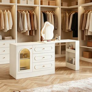 Modern Minimalist <b>Makeup</b> Vanity Table with <b>Mirror</b> Luxury Nordic Wood Dresser for Bedroom or Home/Gym Use MDF Style - Product Image 6