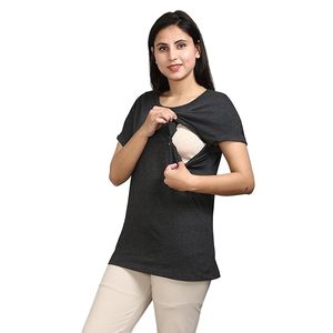 Camiseta de Maternidad para Mujer con Estampado de Bebé y Dibujo Animado, Manga Corta, Cuello Redondo, Corte Holgado Informal, 100% Algodón Jersey Transpirable - Product Image 3
