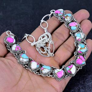 Collar de Corazón Turquesa Algodón de Azúcar, Plata de Ley, Gemas Multicolor, Joyería Boho Hecha a Mano, Regalo para Ella - Product Image 6