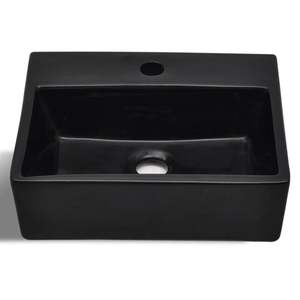 Lavabo da bagno in ceramica nera con foro per rubinetto - Product Image 3
