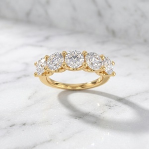 2.40 CTW Luxury Round Brilliant Cut Diamond Five-<b>Stone</b> Band Ring in Classic Prong Setting Elegant Band Fine Jewelry Statement - Product Image 3