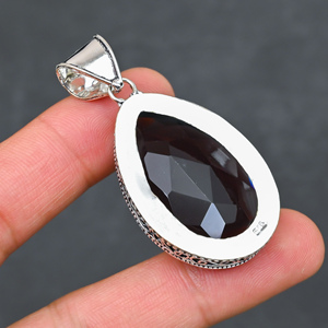 Magnifique pendentif en améthyste synthétique très prisé, en argent sterling 925, fait main, bijou statement, cadeau pour femme - Product Image 2