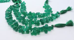 ลูกปัดหินออนิกซ์สีเขียวธรรมชาติทรงกรวยเหลี่ยมเพชรพลอย ลูกปัดหินออนิกซ์บริโอเล็ตคุณภาพสูง ลูกปัดหินออนิกซ์สีเขียวธรรมชาติคุณภาพสูง - Product Image 4