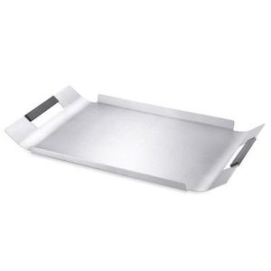Elegant Frosted Silver Decorative Food ServingTray Handcrafted <b>Crimped</b> Rim Metal Centerpiece Modern Artisan Textured silverplate - Product Image 3