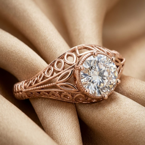 Bague solitaire en diamant rond véritable |   Bague de fiançailles en or 14 carats 0,50 TCW pour femmes |   Cadeau de bijoux fins pour un anniversaire de mariage classique - Product Image 4
